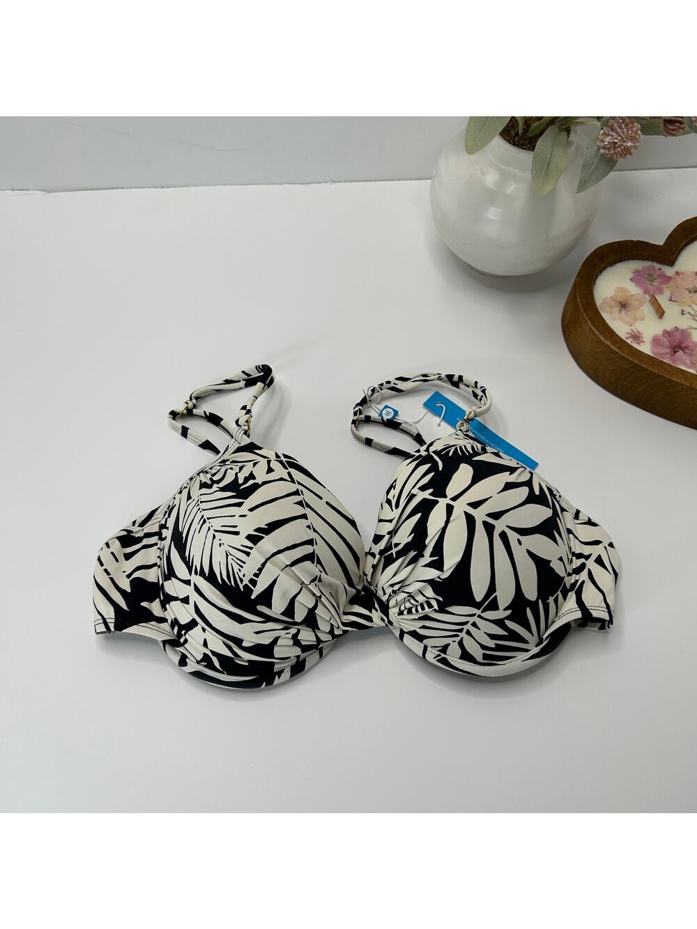 Bleu Rod Beattie Padded Leaf Print Push Up Bikini Top Women's 12